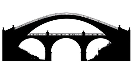 Obraz premium Silhouette of a bridge with arch design on a white background