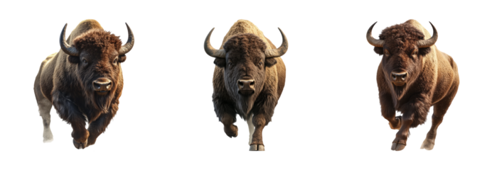 Majestic Bison in Action with Transparent Background