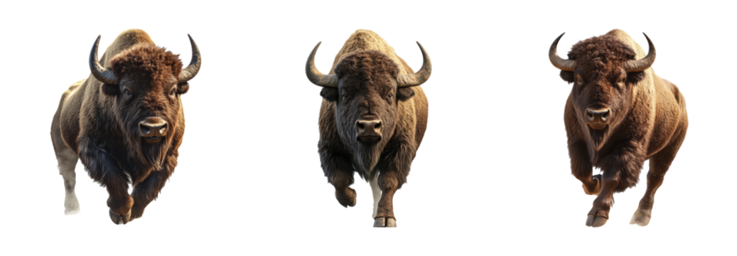 Majestic Bison in Action with Transparent Background