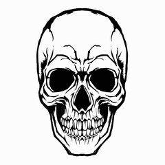 skull head vector design  black and white