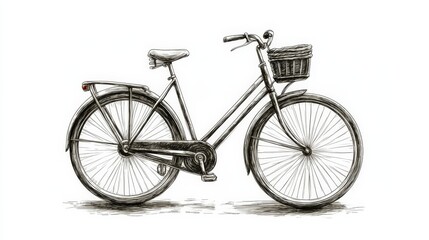 Classic Vintage Bicycle With Basket Illustration
