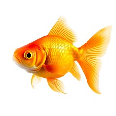 Vibrant Orange Goldfish Aquatic Life Detailed Fin Swimming Isolated White Background