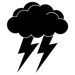 Thunderstorm Silhouette Vector Simple Flat Design on Transparent Background