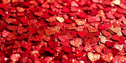 Sparkling Red Glitter Hearts Background Valentine s Day Love Romance