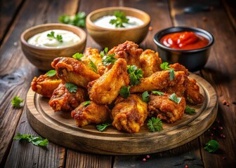 Fototapeta premium Delicious Crispy Football-Shaped Chicken Wings Ready to Serve
