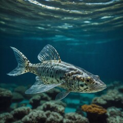 A glass catfish swimming in shimmering schools.