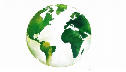 Obraz premium Green and white watercolor globe art highlighting environmental awareness and sustainability for Earth Day with a focus on greenery