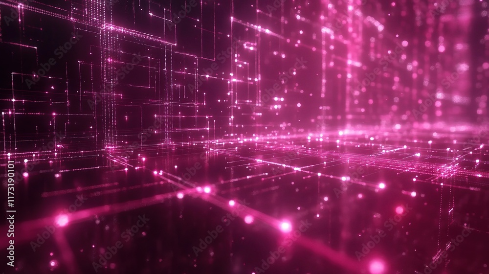 Poster abstract glowing connections in a tech background with vi pattern