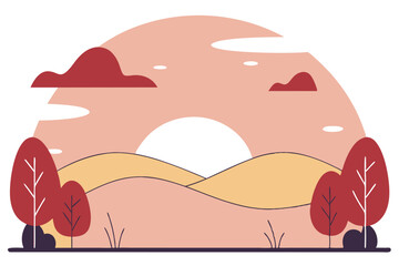 Sunset illustration vector on white background


