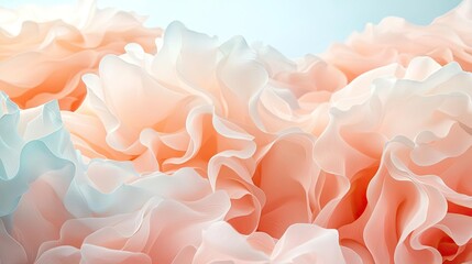 Soft abstract background concept. Delicate pastel ruffles resemble soft petals in a calming abstract composition.