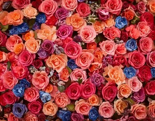 Naklejka premium Bouquet of colourful roses