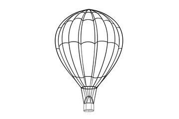 Obraz premium Outline of a hot air balloon floating in the sky on a white background