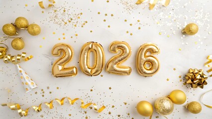 2026 happy new year gold foil balloon - Happy birthday