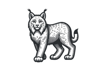 Fototapeta premium Lynx. Vintage vector engraving illustration, emblem, logo, icon, print.