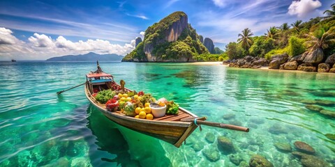 Delicious Thai Food on Longtail Boat Cruise, Phi Phi Islands, Crystal Clear Water