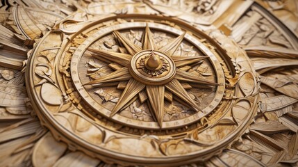 Obraz premium Wind rose compass map with intricate design