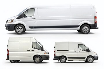 Delivery Truck Branding Mockup: Side, Front, Back, Top Views - Isolated White Background - Easy Editing