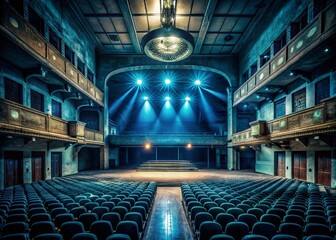 Naklejka premium Deserted Auditorium: Moody Spotlight, Architectural Photography
