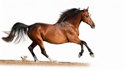 Obraz premium A majestic brown horse running freely across an open field.