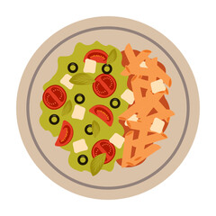 Vector Flat Illustrated Pasta and Salad Combinations