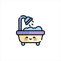 illustration of a shower with a towel