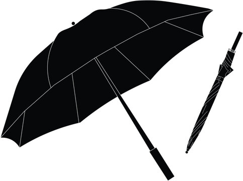recommend clip art: the silhouette illustration of open umbrella and close umbrella.