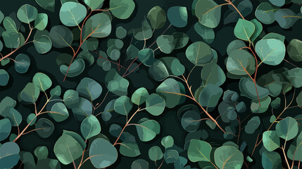 Exotic Green Eucalyptus Leaves Seamless Pattern for Design Projects