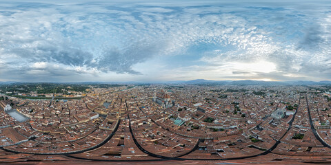 Aerial panoramic view of Florence city with Duomo Cathedral. Tuscany. Italy.