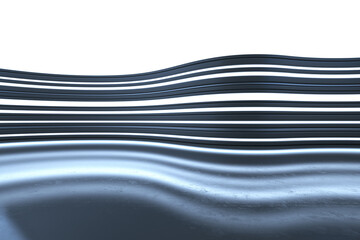 Obraz premium Abstract wavy lines and smooth reflective surface on a white background. 3D Rendering