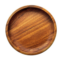 round wooden plate isolated on white transparent background