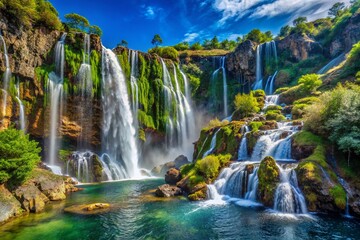Dramatic Aerial View of Casca d'Anta's Upper Waterfalls, Portugal