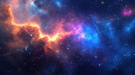 Fototapeta premium vibrant space themed background with colorful nebulae and stars