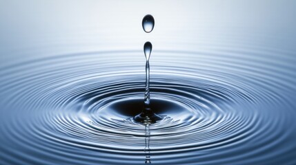 Water droplet falling, creating concentric ripples.