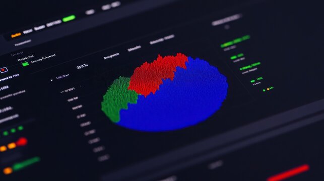 Colorful Data Visualization on Digital Dashboard with Graphs and Charts