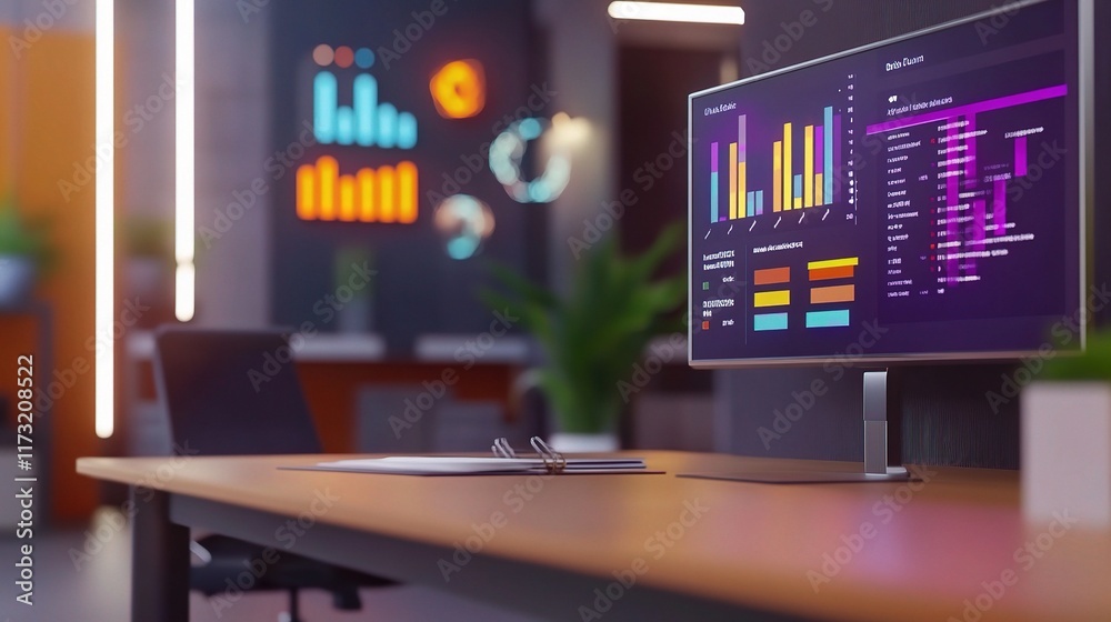 Poster interactive 3d office interface with real time data visualization