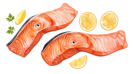 salmon fish isolated on white transparent background