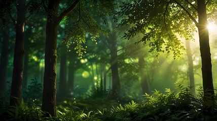 Obraz premium Sunlit Tree Branch with Leaves and Natural Bokeh 