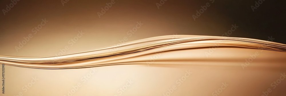 Poster Smooth golden wave flowing gracefully on a gradient background, creating a mesmerizing visual of abstract liquid motion with a touch of elegance