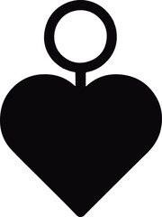 Heart-Shaped Keychain Silhouette vector Ai Generated