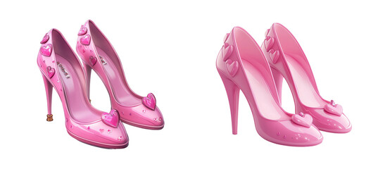 Fototapeta premium Pink Heart-Embellished High Heel Shoes