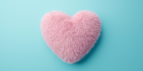 Obraz premium Valentine's Day Fluffy Pink Heart Shape Soft Plush Texture Valentine s Day Romantic Cute
