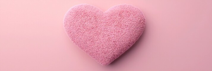Obraz premium Valentine's Day Fluffy Pink Heart Shape Soft Plush Texture Romantic Valentine s Day Concept