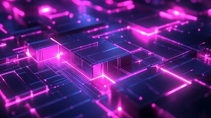 Obraz premium Glowing Circuit Board Abstract, Technology Background.