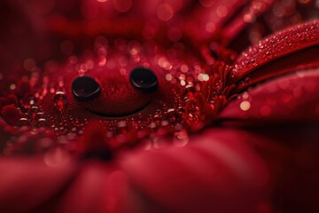 Joyful red flower with smile nature close-up photography vibrant environment macro view emotional concept