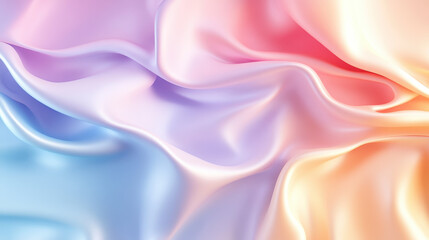 Obraz premium Pastel Dreams: A delicate and ethereal swirl of pastel hues, captured in a soft-focus close-up of a silky fabric, evokes a sense of calm and tranquility. The smooth.