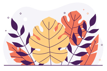 Tropical Leaves illustration vector on white background
