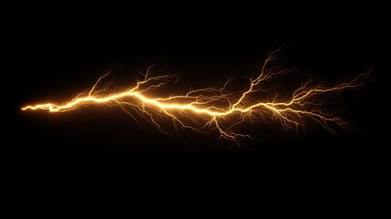 Golden lightning bolt on black background.