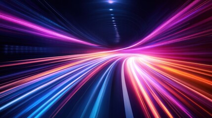 A vibrant, abstract representation of light trails in motion, suggesting speed and energy.