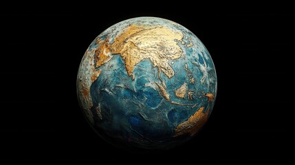 Naklejka premium Detailed Earth Globe with Gold Accents