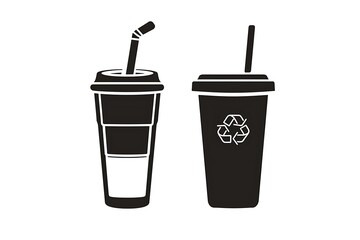 Silhouette of a reusable straw and tumbler icon on a white background